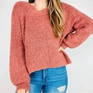 Pink super soft semi-cropped sweater